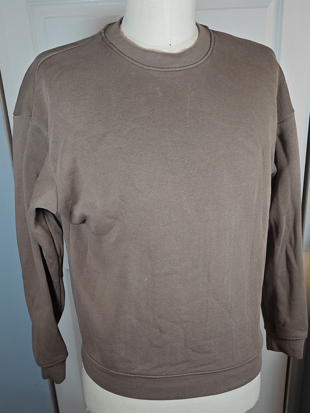 Free Planet Men Taupe Brown Relaxed Fit Crewneck Sweatshirt Large